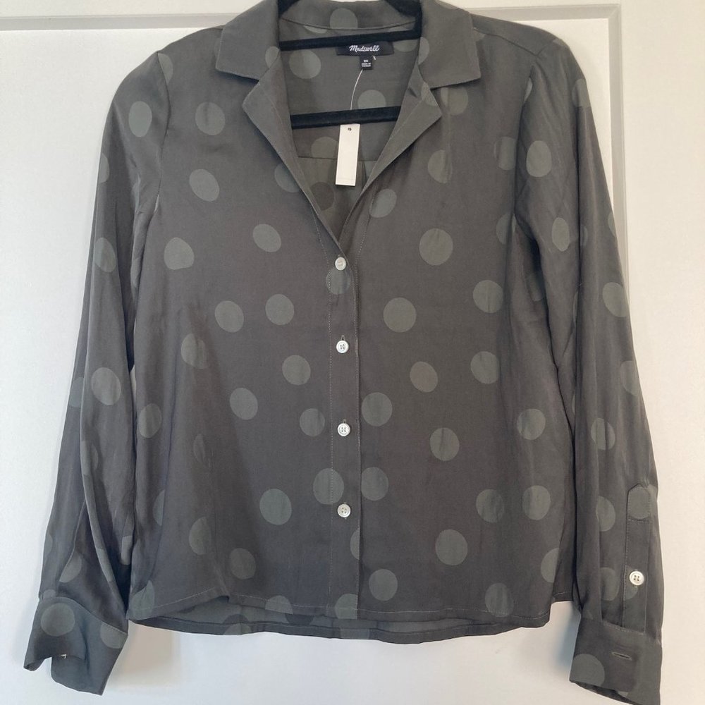 Madewell Green Jacquard Dot Pajama Shirt